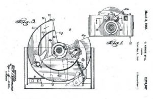A drawing from the original patent application for the rotary shutter.
