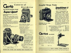 This ad from 1937 shows an illustration of a Super Sport Dolly with the extension tube and interchangeable lens attached.