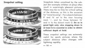 Page 14 of the Vito IIs manual explains how to use icons on the focus scale for candid snapshots.