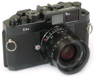 A Cosina made Voigtländer Bessa R4M is a modern digital rangefinder that although no longer in production, can still be bought new/old stock.