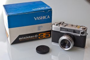 A Yashica Minister-D in it's original box. Imaged used with permission by Mark Verlijsdonk.
