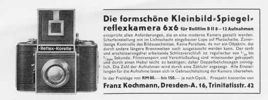 Reflex-Korelle (Werbeanzeige 1935) Reflex-Korelle (Werbeanzeige 1935)
