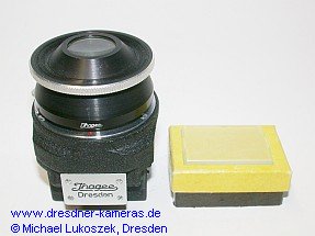 Ihagee lens magnifying insert, version 2, right: Plan ground glass screen with crosshairs and millimeter scale