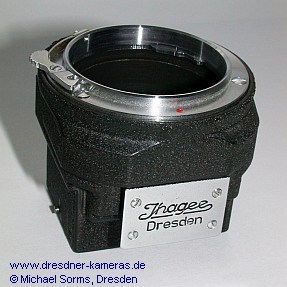 Ihagee lens magnifying insert, version 2 from 1957 (bayonet attached with 3 screws, back engraving Ihagee Dresden)