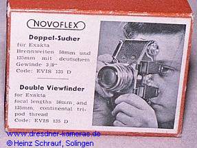 Originalkarton Novoflex-Doppelsucher f�r die Brennweiten 50 und 135mm