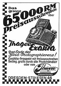 Exakta 35mm reflex camera 4x6.5 (advertisement in the magazine ?Photography for All?, 1935) Exakta 35mm reflex camera 4x6.5 (advertisement in the magazine ?Photography for All?, 1935)