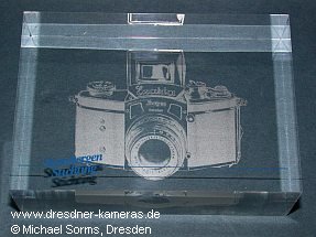 Laser engraving of a Kine Exakta into a glass block (produced by the Steenbergen Foundation)