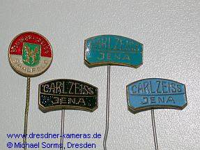 Carl Zeiss Jena and BSG Carl Zeiss Saalfeld lapel pins (BSG = company sports club)