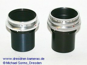 Comparison of Tessar #9720340 (left) and Meritar #812897 (right) with recessed mount