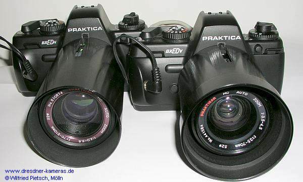 T�terlichtbildkameras f�r den Erkennungsdienst Praktica BX�ED�H (Halbformat, 254 St�ck gefertigt) und Praktica BX�ED�V (Vollformat), hier die Versionen ohne Vorlaufwerk. 