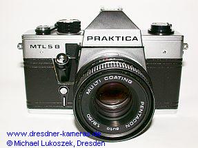 Praktica MTL 5 B mit Pentacon auto 1,8/50 (erste Version mit Zeitenknopf aus schwarz eloxiertem Aluminium) 