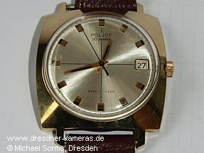 Automatikuhr Poljot (Kal. 2616, 30 Jewels) mit r�ckseitiger Gravur des Ernemann-/Pentacon-Turmes (Jubil�umsgeschenk f�r Mitarbeiter aus den 1970-er Jahren)