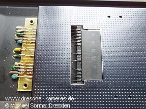 Detailaufnahme Datenr�ckwand f�r die Praktica L-Reihe.