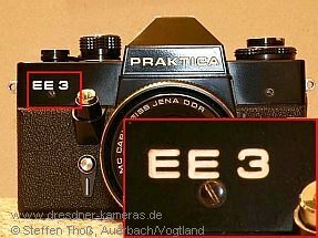 Praktica EE 3 #000543 mit größerer Typbezeichnung (eingraviert) und erweiterter Zeitenreihe Praktica EE 3 #000543 mit größerer Typbezeichnung (eingraviert) und erweiterter Zeitenreihe