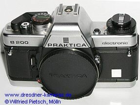 Praktica B 200 chrom mit blankem Schild